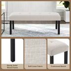 47.24 Moderna panca da pranzo trapuntata in lino con stile rustico e utilizzo versatile