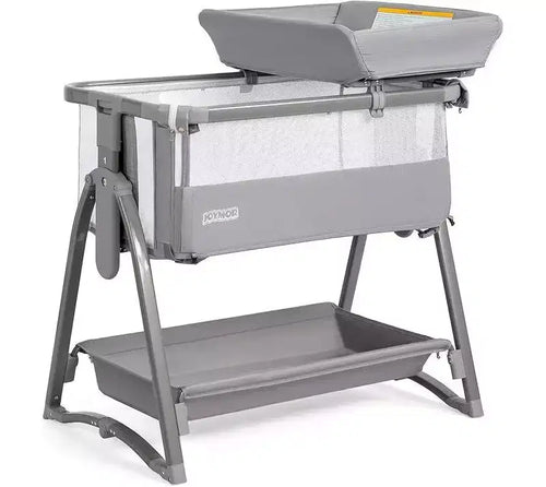 Karl Home 5 In 1 Crib Bassinet Bedside Sleeper in Gray With Changing Table