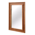 Specchio da parete decorativo rettangolare in rattan 24 x 36 con cornice in legno, specchio decorativo in stile rustico per bagno, ingresso o arredamento della casa