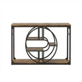 55 Entryway Console Table with 5-Tier Storage, Industrial Sofa Table with O-Shaped Metal Frame for Hallway & Living Room