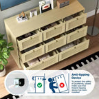 Cassettiera Moderna Bohemien in Rattan a 6 Cassetti, Comò in Vimini con Gambe in Legno Massello, Organizzatore Autoportante per Camera da Letto e Soggiorno