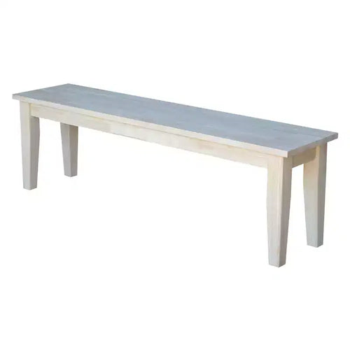 152.4 cm Shaker Style Bench Unfinished - International Concepts: Solid Parawood, Rectangle, 181.4 kg Capacity