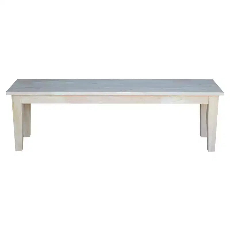 Panca in stile Shaker da 60" non rifinita: Legno massello di Parawood, Rettangolare, Capacità 400 libbre