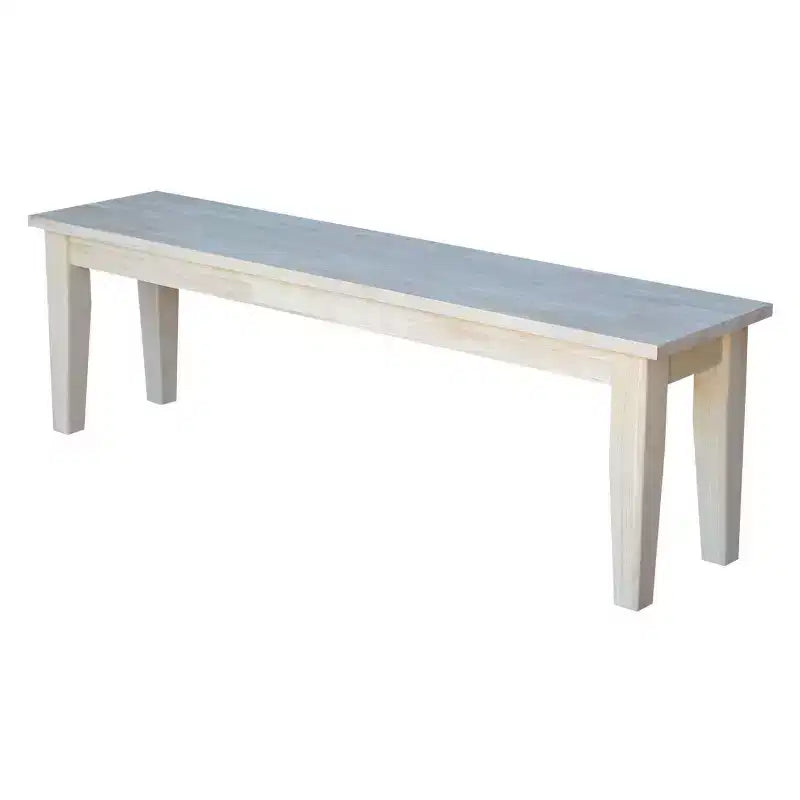 Panca in stile Shaker da 60" non rifinita: Legno massello di Parawood, Rettangolare, Capacità 400 libbre