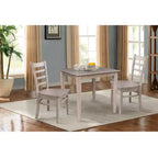 Tavolo da pranzo 76x76 cm in legno massello e 2 sedie Emily tortora grigio lavato: Parawood, quadrato, non allungabile