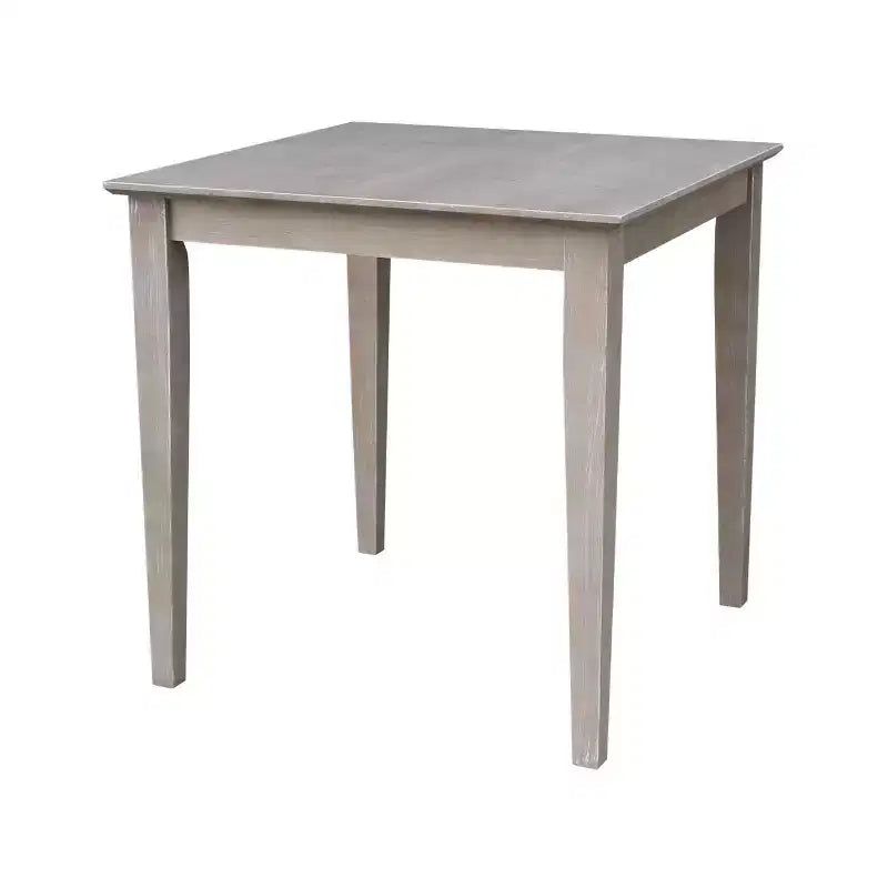 Tavolo da pranzo 76x76 cm in legno massello e 2 sedie Emily tortora grigio lavato: Parawood, quadrato, non allungabile