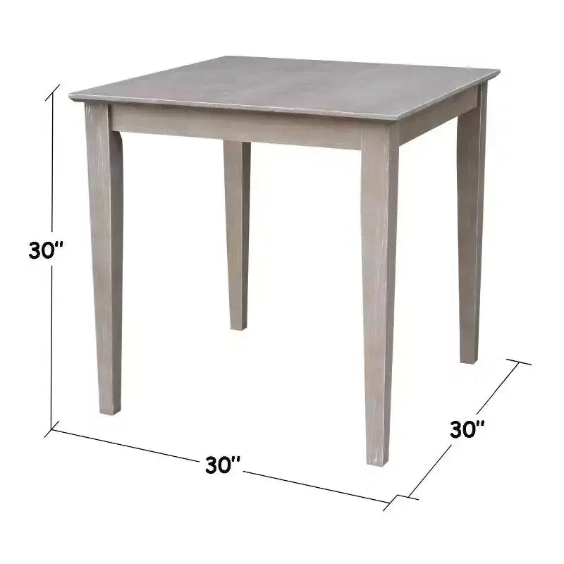 Tavolo da pranzo 76x76 cm in legno massello e 2 sedie Emily tortora grigio lavato: Parawood, quadrato, non allungabile
