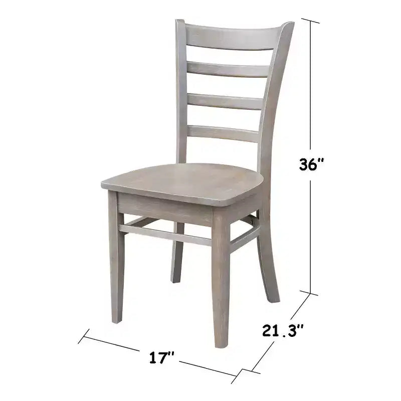 Tavolo da pranzo 76x76 cm in legno massello e 2 sedie Emily tortora grigio lavato: Parawood, quadrato, non allungabile