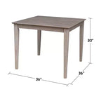 Tavolo da pranzo in legno massello 36"x36" grigio tortora anticato