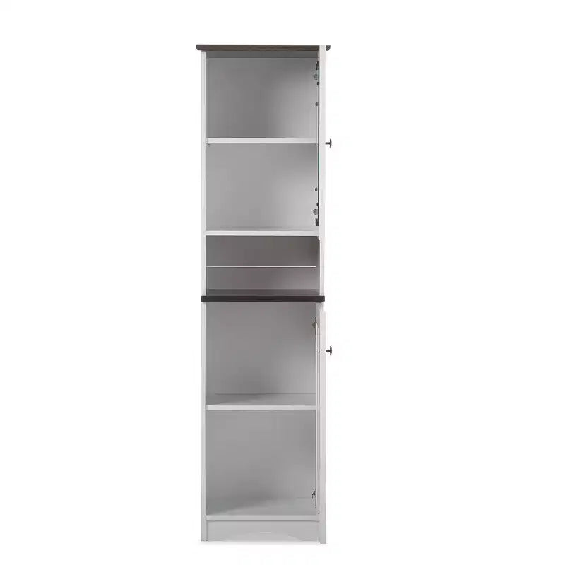 Madia e credenza da cucina Lauren TwoTone Bianco/Marrone scuro: stile transizionale, 5 ripiani fissi