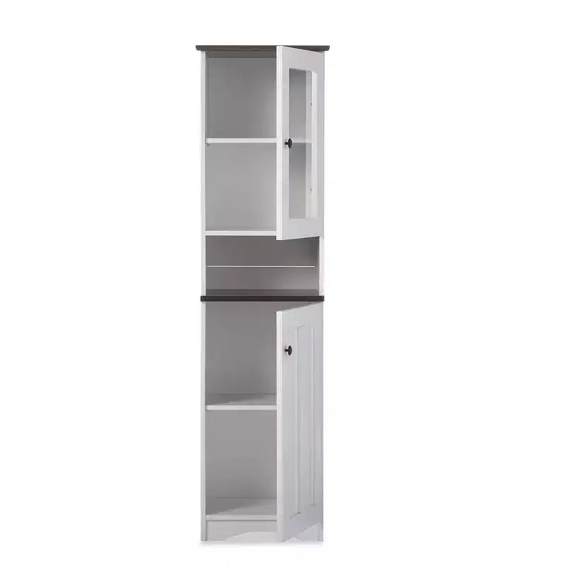 Madia e credenza da cucina Lauren TwoTone Bianco/Marrone scuro: stile transizionale, 5 ripiani fissi