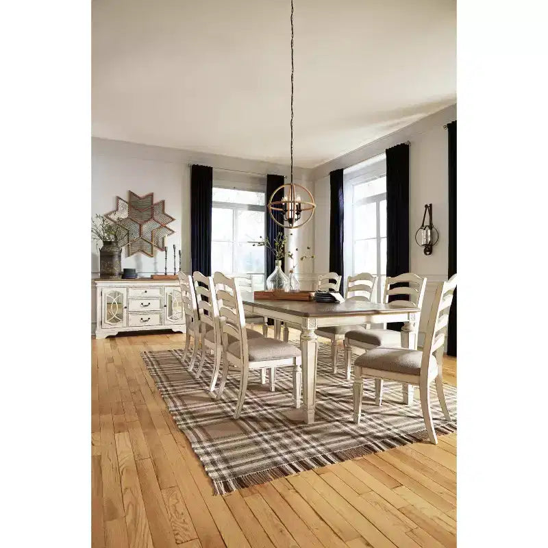 Tavolo da pranzo allungabile rettangolare Realyn bianco anticato: 8 posti, stile country francese