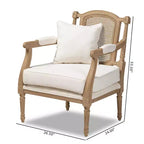 Sedia d'Appoggio Clemence Imbottita in Legno Bianco Decapato Avorio/Rovere