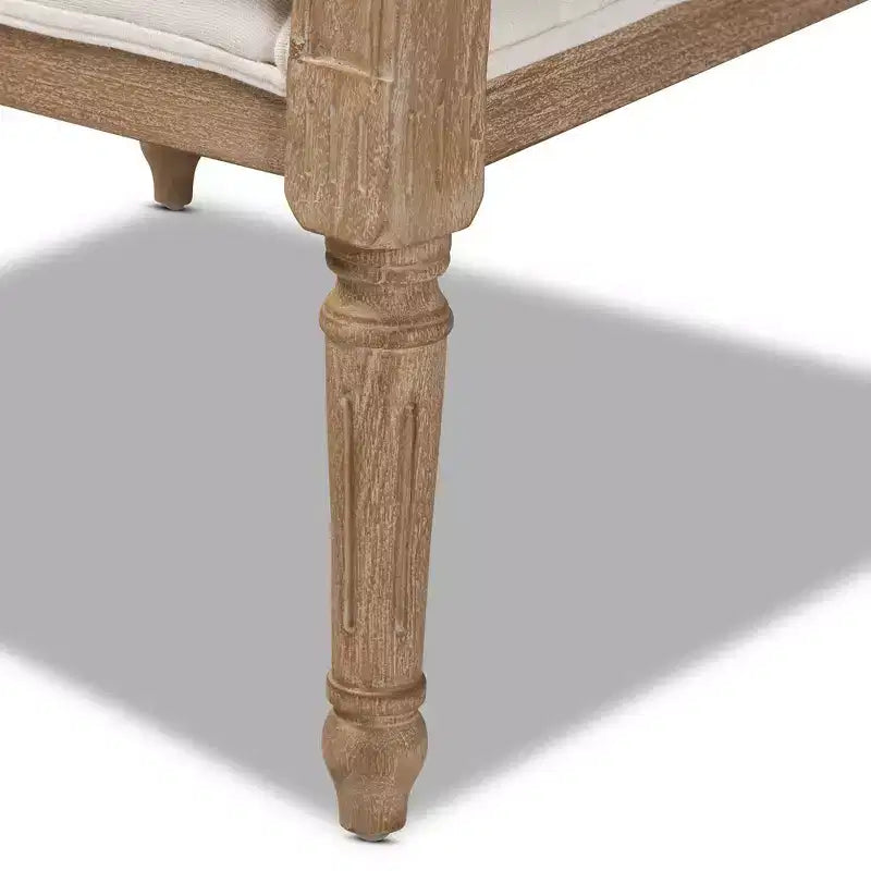 Sedia d'Appoggio Clemence Imbottita in Legno Bianco Decapato Avorio/Rovere