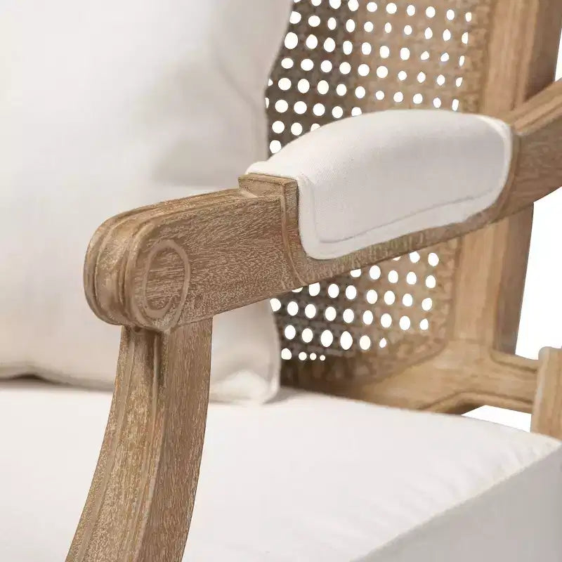 Sedia d'Appoggio Clemence Imbottita in Legno Bianco Decapato Avorio/Rovere