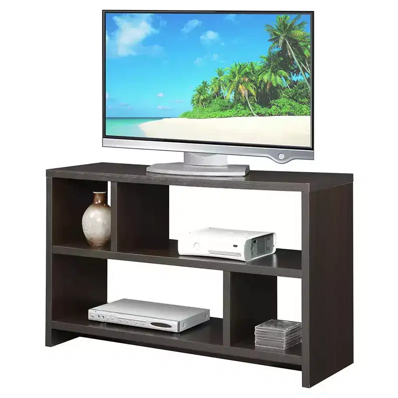 Mobile TV consolle Northfield per TV fino a 50" con ripiani Espresso: Mid-Century Modern, MDF, Vani a giorno