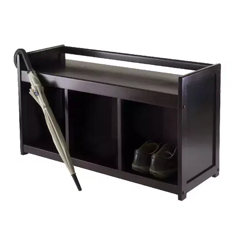 Panca da Ingresso Addison con Cesti Pieghevoli in Tessuto Espresso/Beige: Organizzatore da Ingresso, Seduta da Foyer