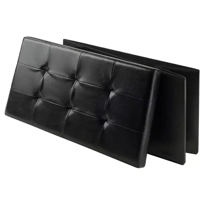 29,92" Pouf contenitore Ashford con sgabelli a scomparsa in similpelle nera