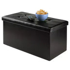 29,92" Pouf contenitore Ashford con sgabelli a scomparsa in similpelle nera