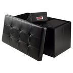29,92" Pouf contenitore Ashford con sgabelli a scomparsa in similpelle nera