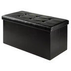 29,92" Pouf contenitore Ashford con sgabelli a scomparsa in similpelle nera
