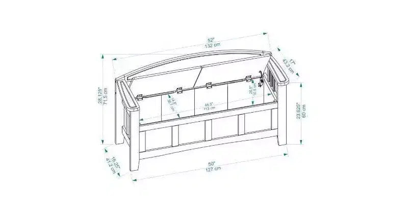 Panca contenitore da 52" Aria Traditional in legno massello con seduta spaccata e finitura lavata, marrone: Mobile da ingresso con schienale