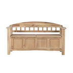 Panca contenitore da 52" Aria Traditional in legno massello con seduta spaccata e finitura lavata, marrone: Mobile da ingresso con schienale
