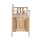 Panca contenitore da 52" Aria Traditional in legno massello con seduta spaccata e finitura lavata, marrone: Mobile da ingresso con schienale