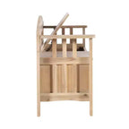 Panca contenitore da 52" Aria Traditional in legno massello con seduta spaccata e finitura lavata, marrone: Mobile da ingresso con schienale