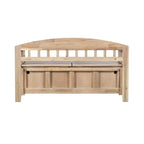 Panca contenitore da 52" Aria Traditional in legno massello con seduta spaccata e finitura lavata, marrone: Mobile da ingresso con schienale