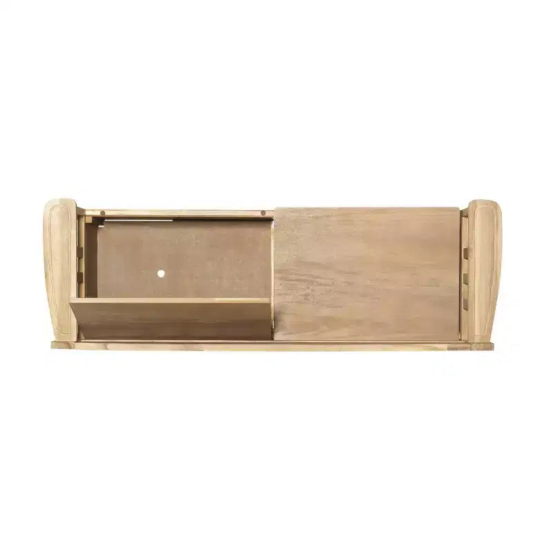 Panca contenitore da 52" Aria Traditional in legno massello con seduta spaccata e finitura lavata, marrone: Mobile da ingresso con schienale