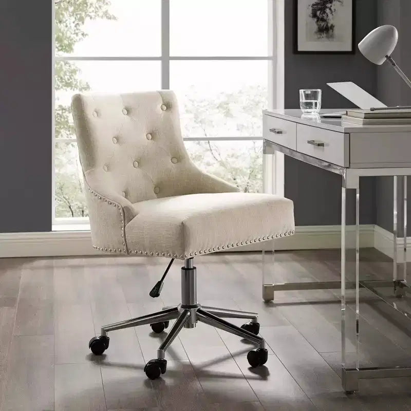Sedia da ufficio girevole in tessuto Regent, beige: senza braccioli, altezza regolabile, schienale imbottito