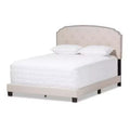 King Lexi Modern and Contemporary Fabric Upholstered Bed Light Beige - Baxton Studio: Rubberwood & MDF Frame, Polyester Fill