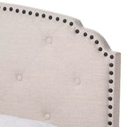 Letto imbottito in tessuto King Lexi moderno e contemporaneo, beige chiaro