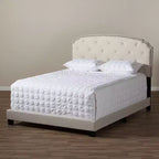 Letto imbottito in tessuto King Lexi moderno e contemporaneo, beige chiaro