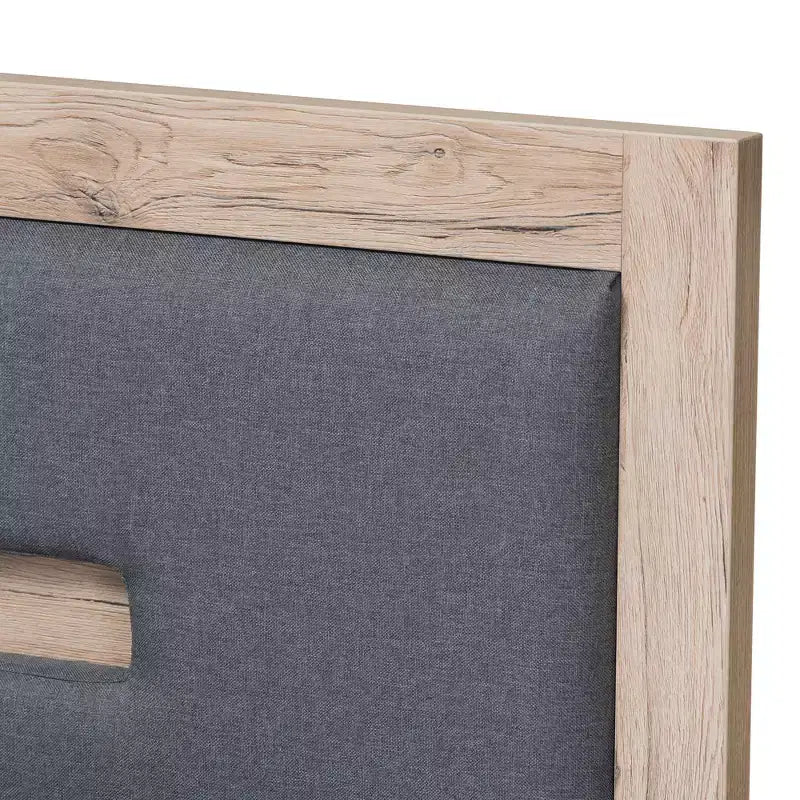 Letto a piattaforma Twin Pandora moderno e contemporaneo bicolore con 2 cassetti portaoggetti Grigio scuro/Naturale