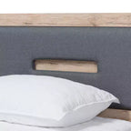 Letto a piattaforma Twin Pandora moderno e contemporaneo bicolore con 2 cassetti portaoggetti Grigio scuro/Naturale