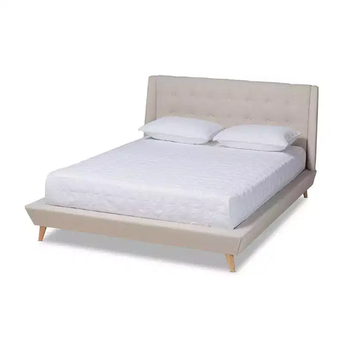 193 × 203 cm Naya Platform Bed Beige - Baxton Studio