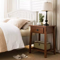 Comodino marrone: Legno massello, stile Mission, 71 cm di altezza, con cassetto