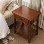 Comodino marrone: Legno massello, stile Mission, 71 cm di altezza, con cassetto