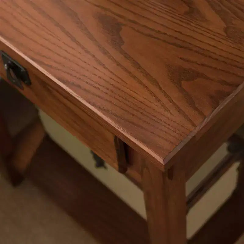 Comodino marrone: Legno massello, stile Mission, 71 cm di altezza, con cassetto