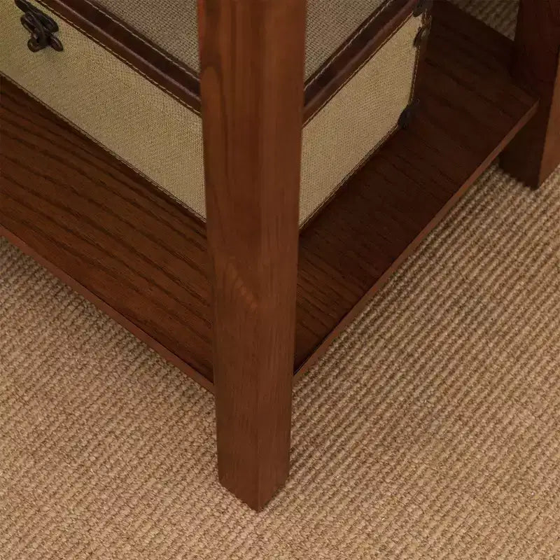 Comodino marrone: Legno massello, stile Mission, 71 cm di altezza, con cassetto