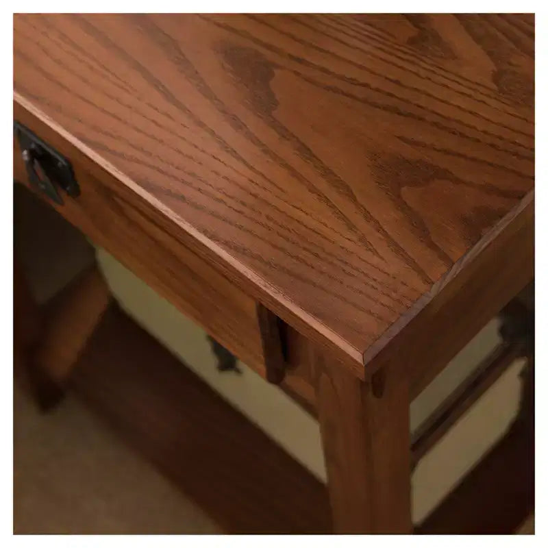 Comodino marrone: Legno massello, stile Mission, 71 cm di altezza, con cassetto
