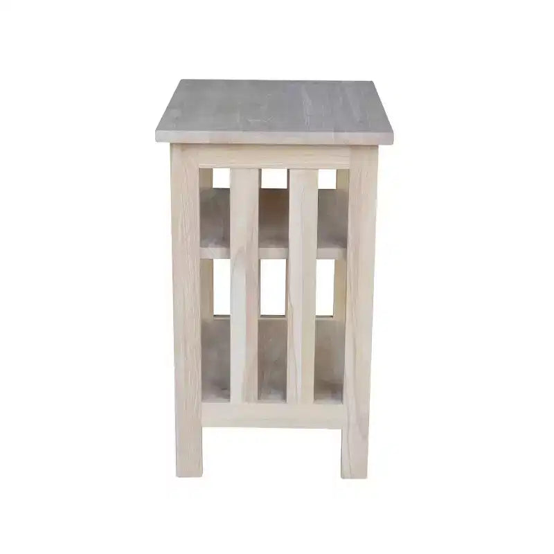 Mission Printer Stand non rifinito: mobile da ufficio in legno massello, carrello alto 60 cm