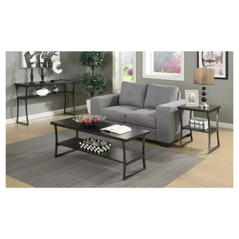 Tavolino X Calibur Espresso/Grigio Ardesia: Struttura Durevole, Ripiano Inferiore, Design Moderno