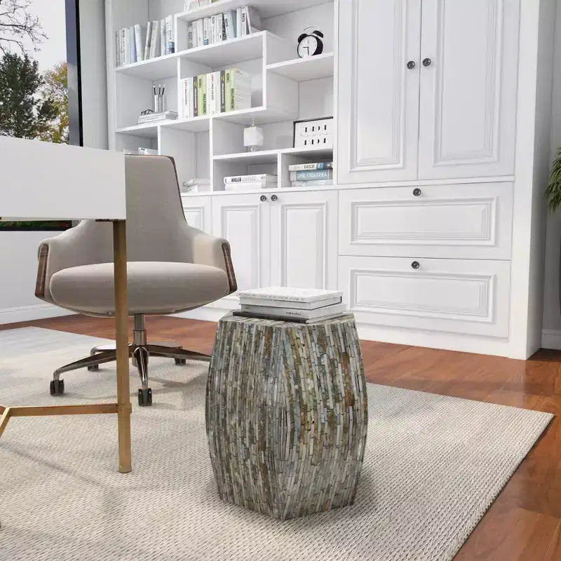Tavolino esagonale in legno e conchiglia: stile Boho Capiz, nessun montaggio richiesto