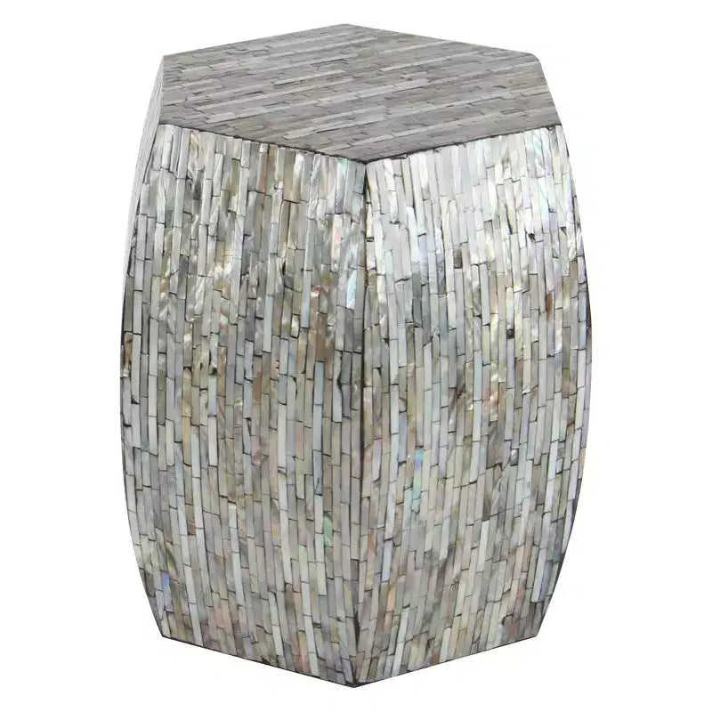 Tavolino esagonale in legno e conchiglia: stile Boho Capiz, nessun montaggio richiesto