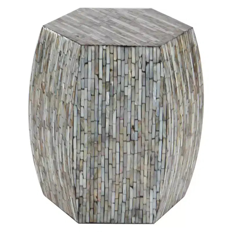 Tavolino esagonale in legno e conchiglia: stile Boho Capiz, nessun montaggio richiesto