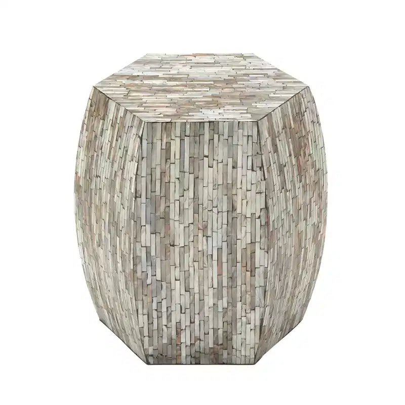 Tavolino esagonale in legno e conchiglia: stile Boho Capiz, nessun montaggio richiesto
