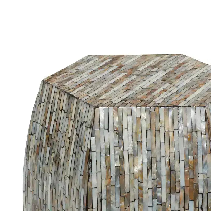 Tavolino esagonale in legno e conchiglia: stile Boho Capiz, nessun montaggio richiesto